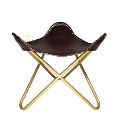 Leather Tripod Camping Stool – Handmade Home Comfortable Footrest stool PL2-287 - Image 1 of 4