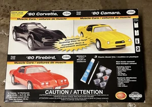 Testors 3 Model Car Kits Set 80 Corvette Firebird & Camaro 1/24 Scale plastic GM - Picture 1 of 18