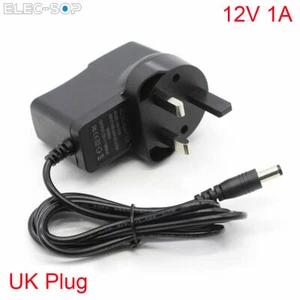 AC110-240V to DC 12V 1A 12W Power Supply UK Adaptor For LED Light CCTV IP Camera - Afbeelding 1 van 4