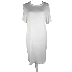 Raquel Allegra White Shift Dress Sz Medium M 6 Lagenlook Classic Beachy Summer - Picture 1 of 11
