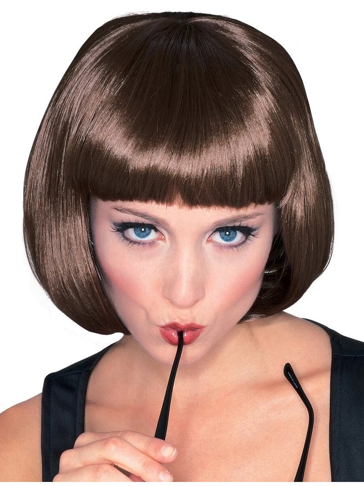 Peluca Bob Disfraz Super Modelo Morena Marrón Castaño Rojizo Adulto Foto 1 de 1