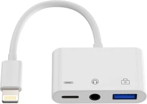 Lightning to 3.5mm Headphone Jack Dongle(3in1)iPhone USB Charger AUX Audio Cable - Picture 1 of 7