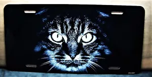 CAT EYES METAL CAR NOVELTY LICENSE PLATE CAT PAWS ANIMAL LOVE FRIEND AUTO TAG - Picture 1 of 5