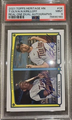 2021 Topps Heritage High # Dual Auto Tony Oliva Alex Kirilloff #4/25 PSA 9 POP 1 - Image 1 of 3
