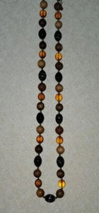 Joan Rivers Faceted Amber & Brown Color Glass Bead Necklace 36" w Pendant Signed - Picture 1 of 5