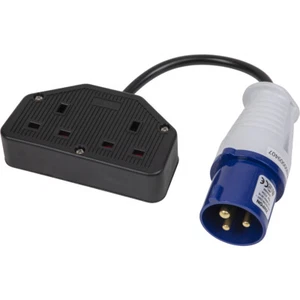 350mm Trailing Socket & Cable Set - 2 x 13A UK Plug Socket & 16A 2P+E Plug - Picture 1 of 6