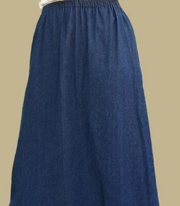 Custom Ladies S M L XL 1X 2X 3X 4X long A-line skirt navy blue jean denim modest - Picture 1 of 2