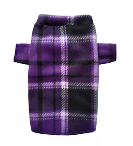 Purple Black Plaid Fleece Long Sleeve Shirt Dog Puppy Pet Clothes 4xs - Large - Picture 1 of 4