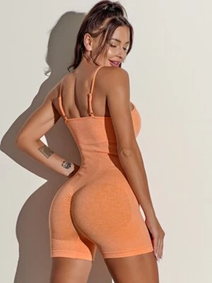 Sexy sujetador deportivo acolchado con correa de espagueti de una pieza mamelucos de yoga para mujer Foto 1 de 4