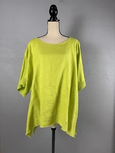 Ali Miles Women’s Size 2X Tunic Top Shorts Sleeve Linen Pullover Green NWT - Picture 1 of 7