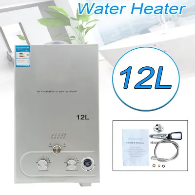 12L Portable LPG Gas Tankless Outdoor Camping Hiking Hot Water Heater 3.2GPM • 115.19£