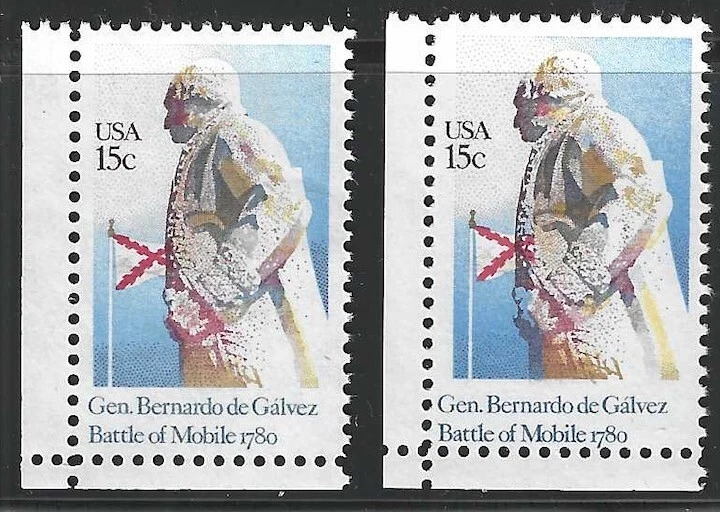 U.S., 1980, Scott #1826, Face Shift/Double Face, mint, never hinged, Gen. Galvez - Image 1 of 1