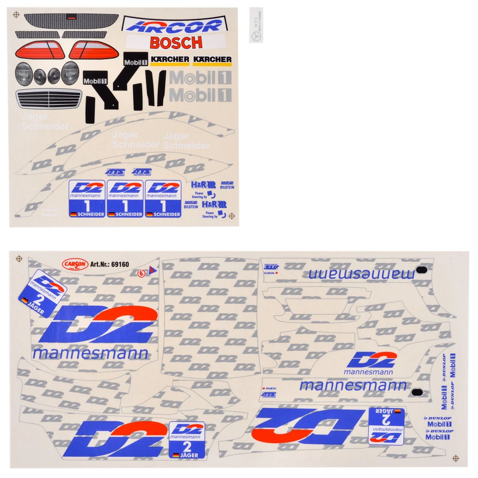 Hoja de calcomanías 1:10 Mercedes Benz CLK D2 Mannesmann DTM 2000 pegatina Carson 69160 Foto 1 de 3