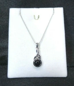 1.48 ct Natural Black Onyx Solid Sterling Silver ITALY Necklace- chain 46 cm - Picture 1 of 12