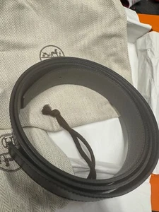Hermes Reversible Noir/ET Leather Strap Belt Gris Moyen Buckle 32MM Size 105 - Picture 1 of 9