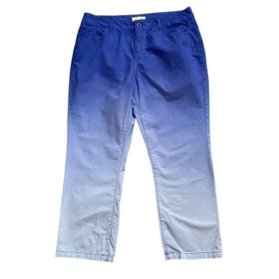 CARIBBEAN JOE Womens Size 8 Cropped 100% Cotton Blue Ombre Pants 25" Inseam - Image 1 of 4
