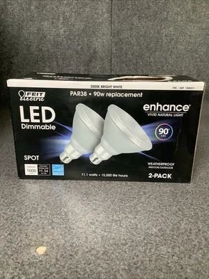 Two Pack Feit Electric PAR38 LED Spot Bright White 11.1 Watts 15,000 Hr M53D - Image 1 of 2