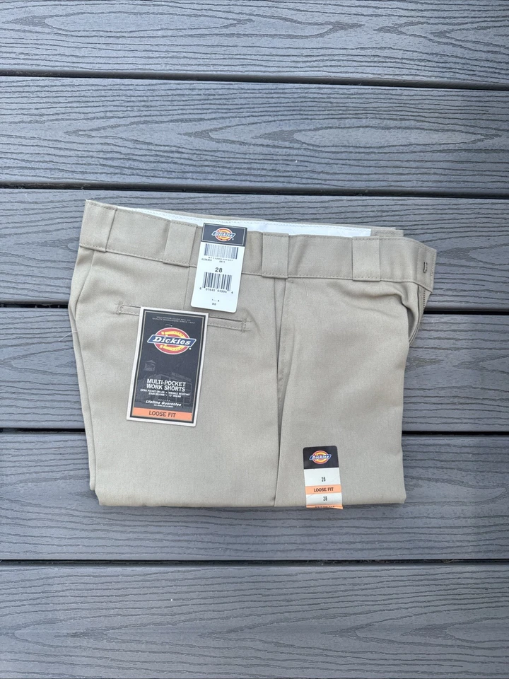 GENUINE DICKIES MEN'S 13" LOOSE FIT STAIN RELEASE MULTI-POCKET WORK SHORT KHAKI