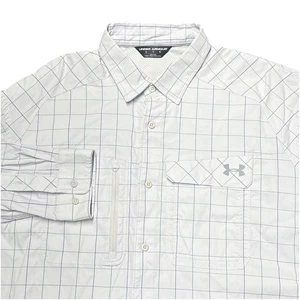 Under Armour Shirt Mens XL Gray Button Up Fish Hunter Plaid Vented Outdoors - Picture 1 of 9