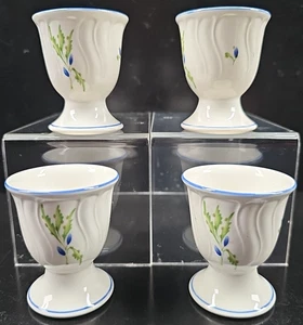4) Noritake Honfleur Single Egg Cups Set Vintage Floral Blue Geen Dish Retro Lot - Picture 1 of 24