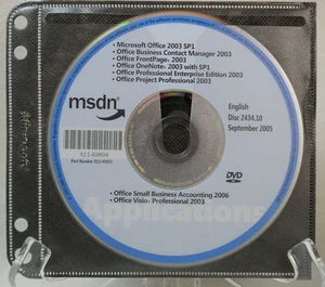 Microsoft Office Project Visio OneNote 2003 MSDN English DVD 2434.10 2005 Exc - Picture 1 of 1