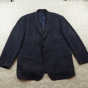 Oak Hill Sport Coat Jacket Mens 54/56 Plaid Blue Single Breasted Formal Preppy - Picture 1 of 11