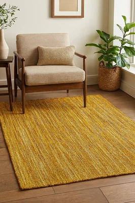 5x8 Feet Gold Modern Hand-Woven Kashi Carpets Any Room Area Rugs Easy To Fold - Image 1 of 4