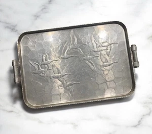 Vintage Arthur Armour Aluminium Art Deco / Mid Century Tablett Gans / Gänse / Enten - Bild 1 von 7