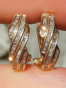 Yellow Gold Plated Elegant Cubic Zirconia Hoop Earring Women Wedding Jewelry - Picture 1 of 4