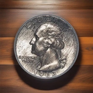 Cuarto de plata Washington 1963, gema BU, tonificación de grano de madera, ¡moneda muy única!! - Imagen 1 de 2