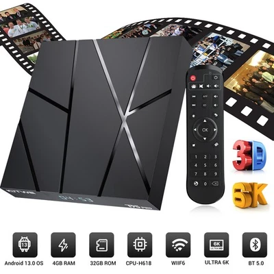 Android 14.0 Smart TV BOX 4GB 128GB WIFI6 Netzwerk Media Player Quad Core USB DE - Bild 1 von 4