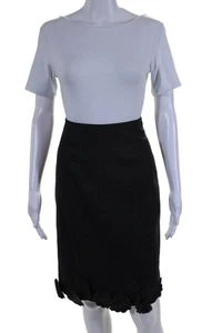 Emporio Armani Womens Wool Embroidered Flower Motif Pencil Skirt Gray Size 4 - Picture 1 of 5