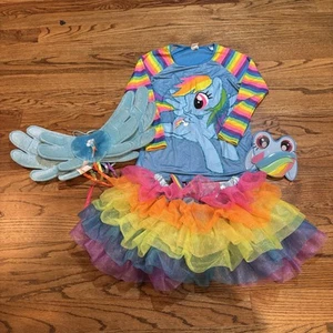 MY LITTLE PONY Rainbow Dash Tee Shirt Skirt Wings Costume Adult S/M Cosplay - Picture 1 of 13