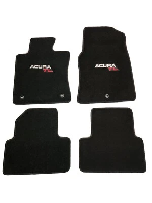 Fits 09-14 Acura TL Black Floor Mats Carpets 4PC W/Emblem V2 - Image 1 of 4