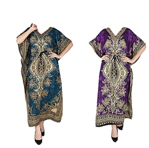 Frauen Polyester Langer Kaftan Damen Polyester Blumen Maxi Umstandsnachthemd ... - Bild 1 von 3