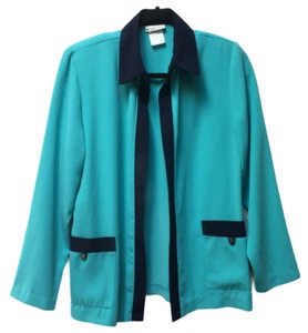 APPLESEED’S Petite Green Navy Open Face Blazer Front Pockets Open Face Size 10P - Picture 1 of 4