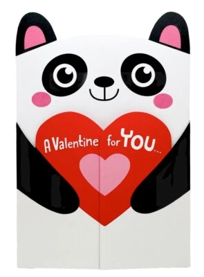 Valentines Day Card For Kid Panda Heart Hugs & Kisses Hallmark Card NEW