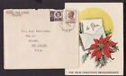 AUSTRALIA 1952 COVER KGVI 6½d Brown FIRST DAY ISSUE Christmas Card USA