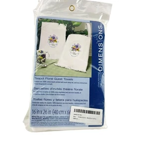 Dimensions Teapot Floral Guest Towels Crewel Needlework Set of 2 Craft Project - Bild 1 von 7