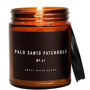 Palo Santo Patchouli Candle - Sandalwood, Patchouli Scented Soy Spa Candles - Picture 1 of 8