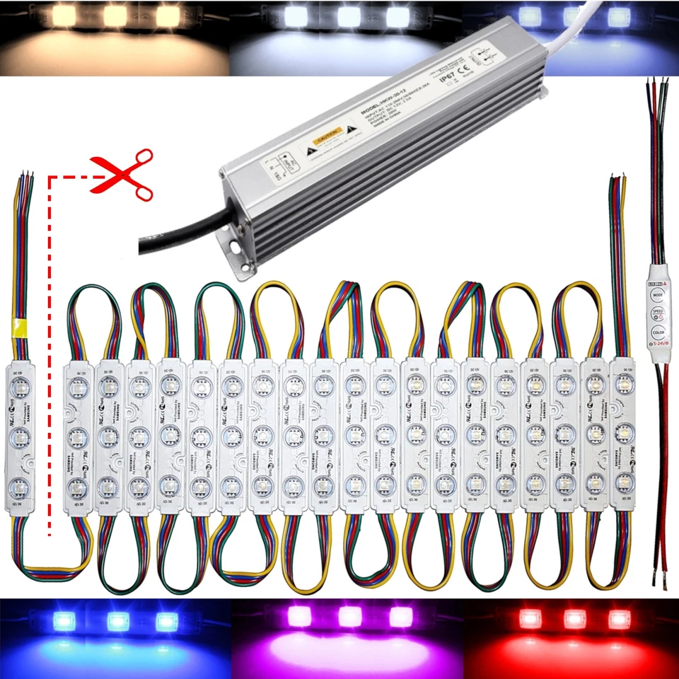 50X LED RGB Module Advertising Lighting Ad Showcases Advertising Red White 12V - Image 1 of 1