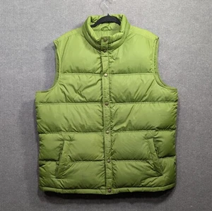 Lands End Puffer Vest Mens XL 46-48 Down Feather Kelly Green Snap Button Layer - Picture 1 of 11