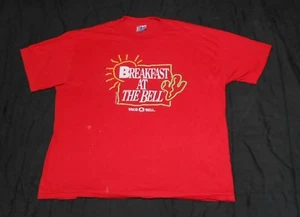 CAMISETA DE MENÚ ORIGINAL TACO BELL, BREAKFAST AT THE BELL, ROJA CON ESTAMPADO, 1993, XXL! - Imagen 1 de 12