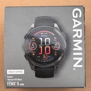 GARMIN FENIX 8 47MM AMOLED SAPPHIRE GPS WATCH CARBON GREY DLC TITANIUM NEW - Picture 1 of 1