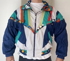 Vintage Bomberjacke 80er 90er Windbreaker Gr. L mehrfarbig Reißverschluss - Bild 1 von 13