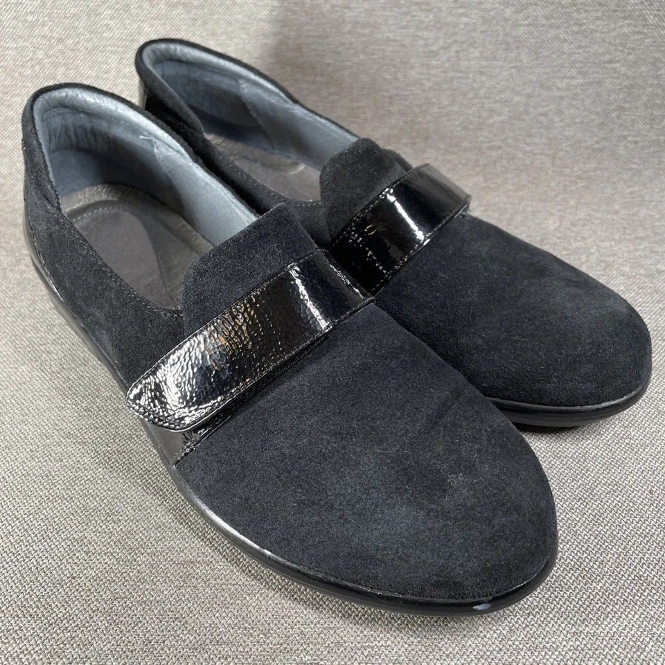 NAOT Mocasines Negro Gamuza Cuero Sin Cordones Para Mujer 39 Israel Gancho Lazo Correa Foto 1 de 4