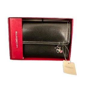 Liz Claiborne Wallet For Women Trifold Charmin Flat Black w Box - Picture 1 of 8
