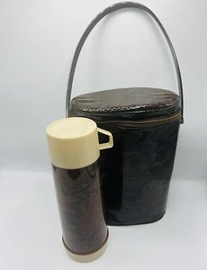 Aladdin Thermos Bottle 1pt Snakeskin Glass Lined Coffee Camping With Lunchbox - Picture 1 of 9