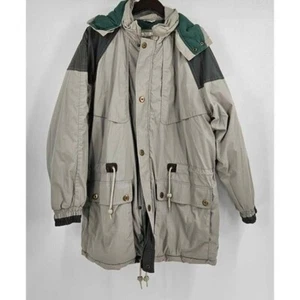 St Johns Bay Hooded Zip Snap Front Heavy Barn Chore Coat Cinch Waist/Hem Sz L - Picture 1 of 5