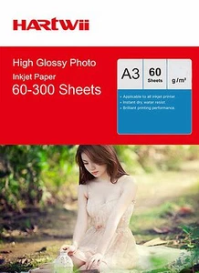 Hartwii A3 180 / 240 / 260 Gsm High Glossy Photo Inkjet Paper 210x497mm AU Send - Picture 1 of 11